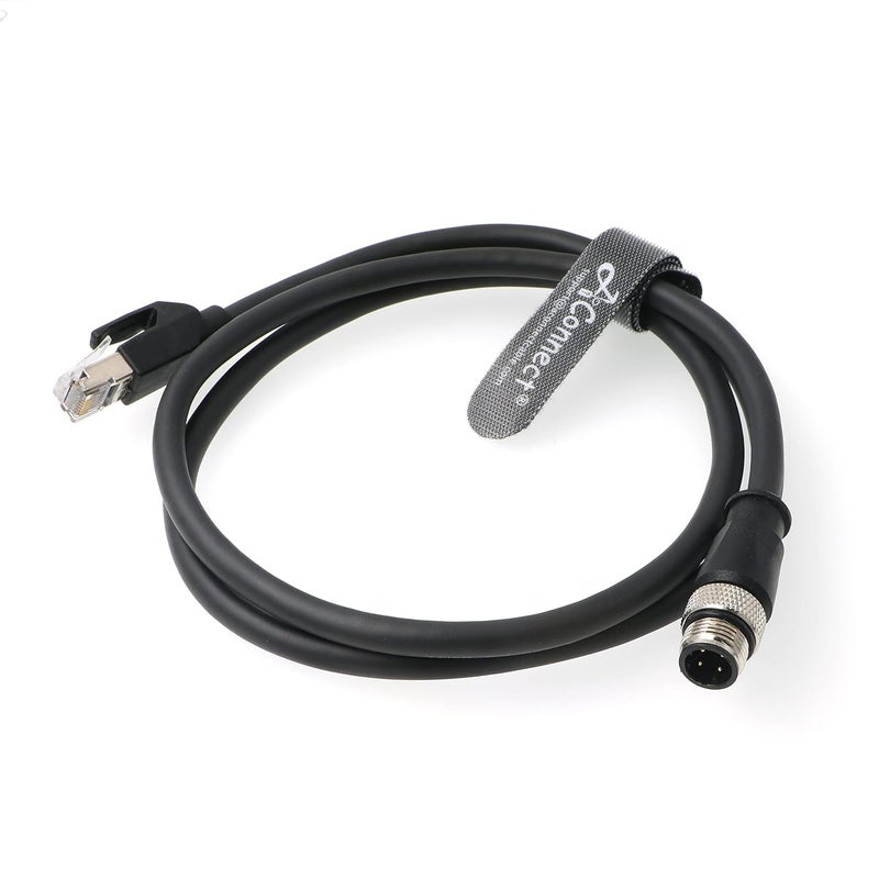 AConnect 4Pin-RJ45-Ethernet-Industrial-Cat5e-Cable D-Code M12 4 Pin Male to RJ45 Male Cat5e High Flex Ethernet Shielded Cable Industrial Field-wireable Machinery Sensor Camera 3.3Ft|1M - Image 1